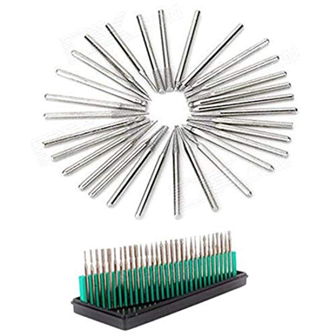 DIY Crafts Shape No # 2, Diamond Burr 30 Pcs Set/Kit, 30Pcs 1/8" Shank Diamond Coated Burr Drill Bi (Shape No # 2, Diamond Burr 30 Pcs Set/Kit)-image-22