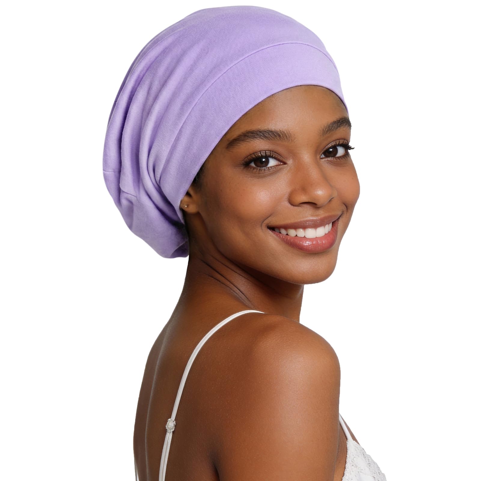 Gorro de Dormir de Bambú Ajustable Antifrizz para Hombre y Mujer, Slouchy Beanie Suave y Transpirable
