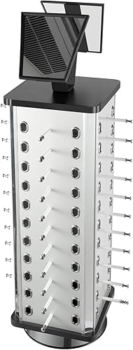 Miniatura 8 de 44 pares de exhibidores de lentes de sol, soporte giratorio comercial de 360, soporte de almacenamiento independiente para lentes con espejo,