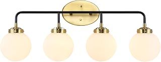 JONATHAN Y Caleb 4-Light Globe Vanity Wall Sconce, 30.75", Brass Gold/Black