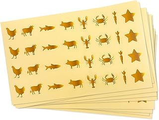 320 Pcs Gold Meal Choice Stickers for Weddings - Beef, Chicken, Fish, Vegan, Gluten-Free Food Selection Labels for Place Cards, Buffet & Allergies
