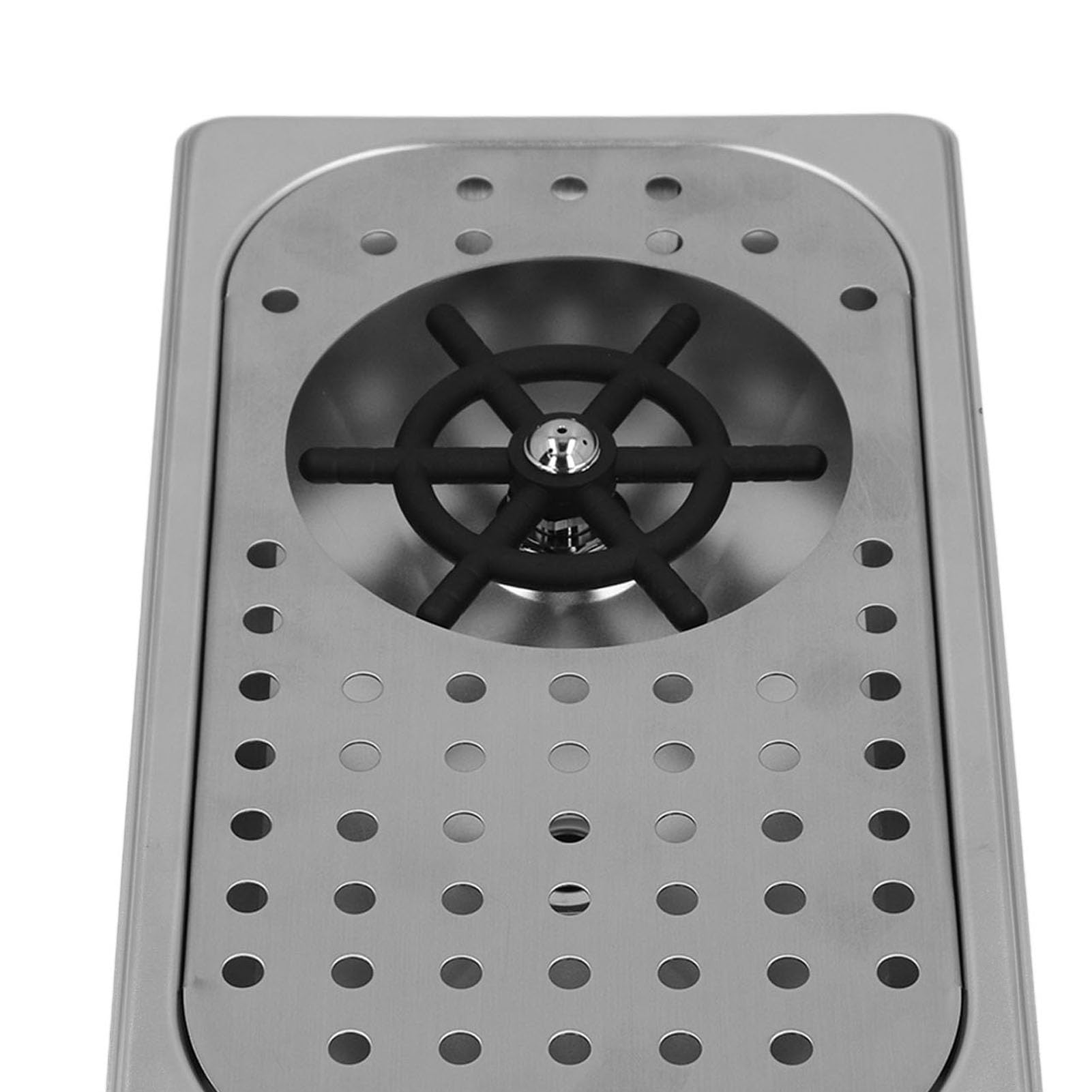 Fregadero Automático de Aclarado de Vidrio en Acero Inoxidable con Bandeja para Lavavasos, para Hogar, Cafetería y Bar
