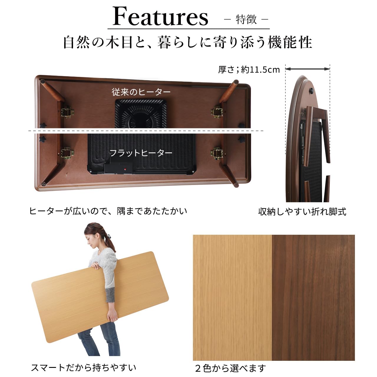 格安で！高級家具調コタツ◇ウォールナット調◇パネルヒーター◇折れ脚 Amazon | フラットヒーター折れ脚こたつ アロー スクエアx