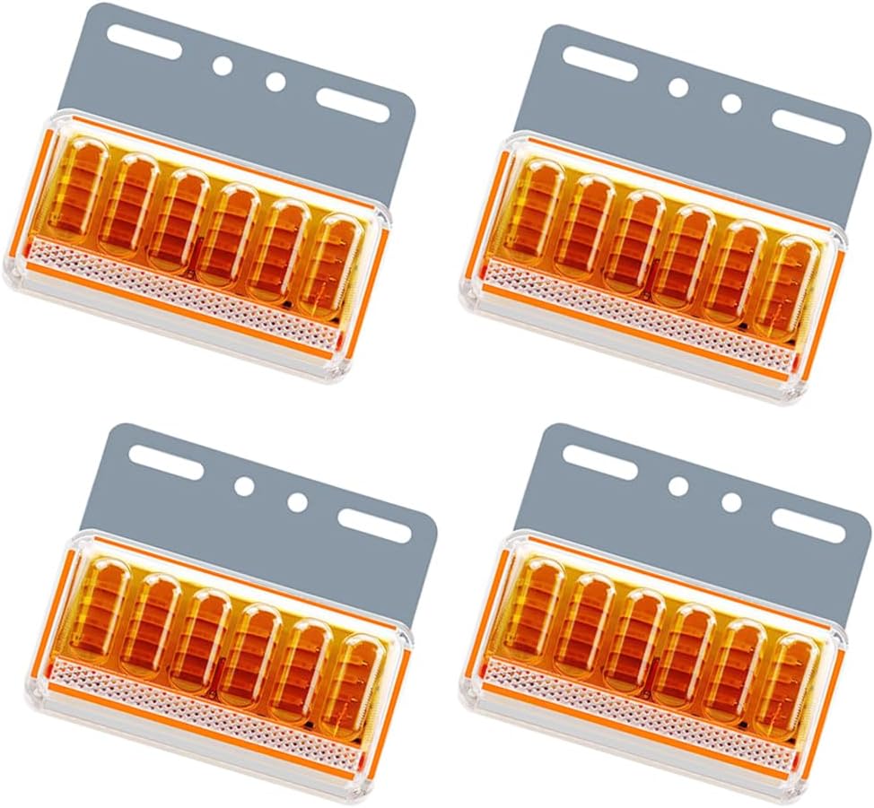 Turn Signal Night Warning Clearance Light, Pack of 4 Amber Lens Surface Mount Side Marker LED High Brightness Lights, Improve Road Safety for 24V Vehicles Trucks Trailers - Amber White Light