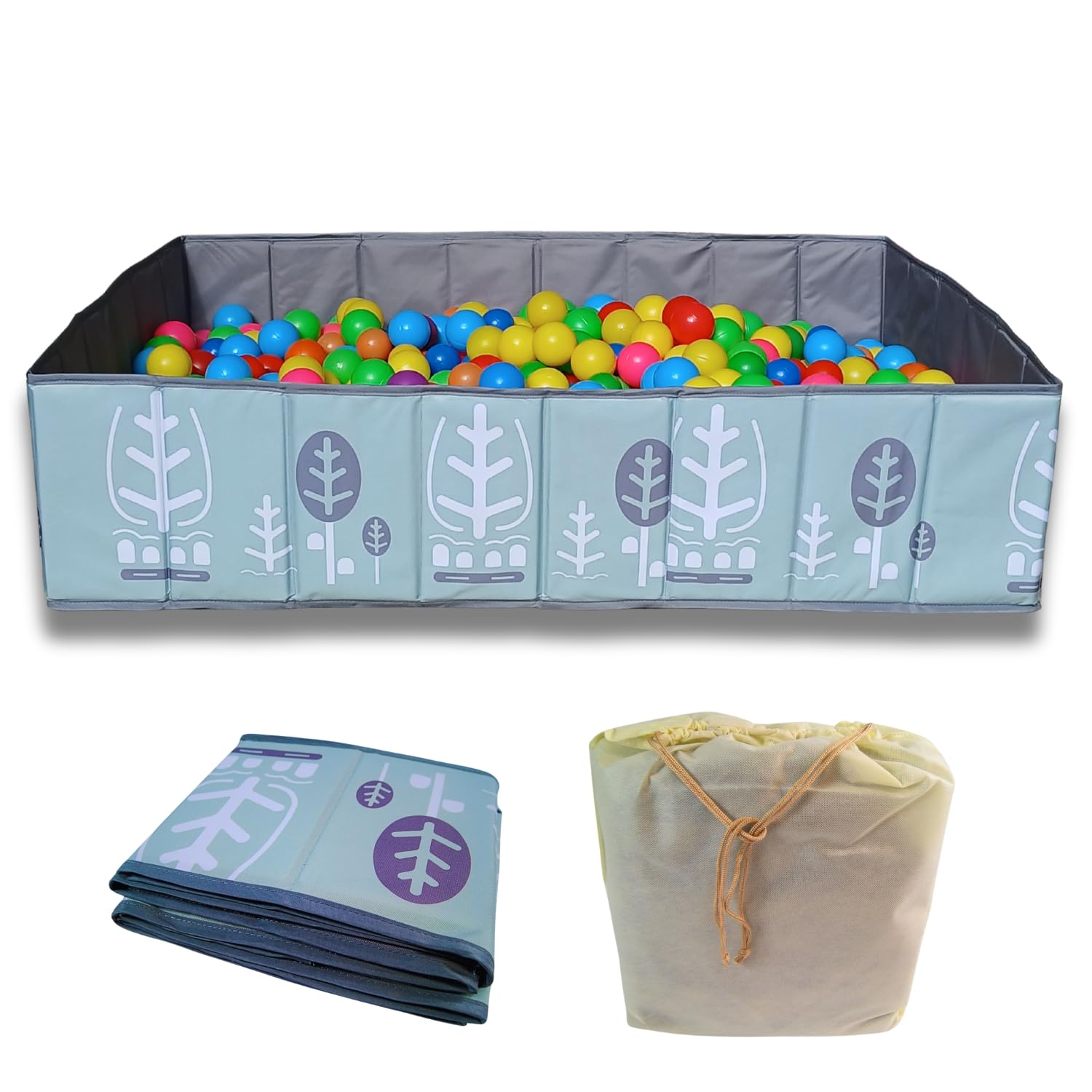 RUGUIES- Ball Pit for Baby and children under 3 years old- Rectangular Ball Pool- Kids' Ball Pits- Portable and Folding- For indoor and Outdoor- Waterproof- (balls not included)