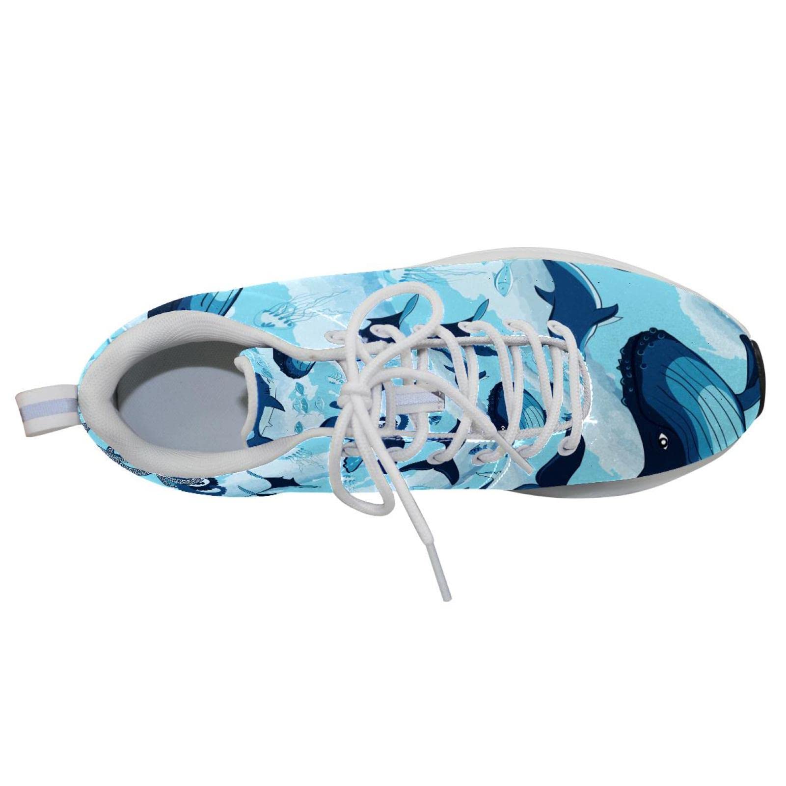 Scarpe da ginnastica uomo personalizzate Scarpe da passeggio leggere Running Sneakers Casual Atletiche Ocean Shark Blue Octopus, Multicolore, 42 EU