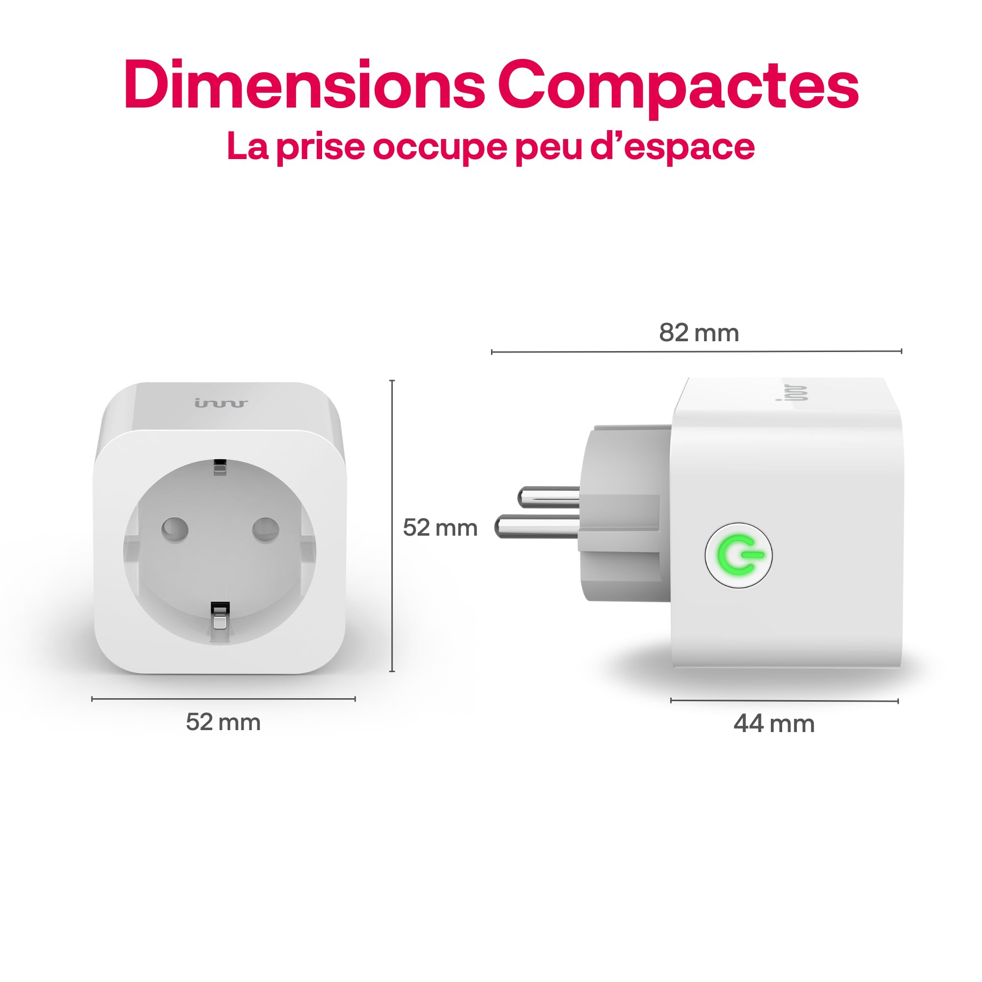 Innr Prise Connectée Zigbee, Fonctionne avec Hue*, Home Assistant et SmartThings, Répéteur Zigbee, Prise Alexa avec Contrôle de l'énergie, Smart Plug, 2 pièces