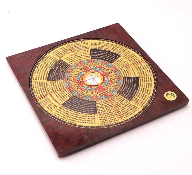 Brújula geomántica de Estilo Chino, Brújula astronómica Bagua Geomancer de Cobre Puro Yinyang con Paso de Jade y Cerradura Dorada de 9 Pulgadas