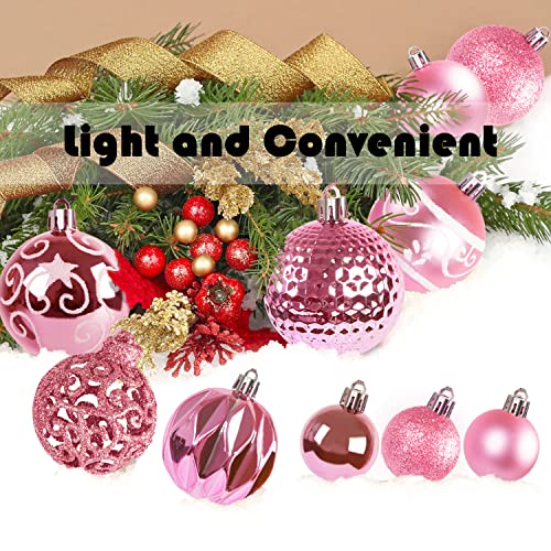 Ywlake 100Pcs Christmas Ball Ornaments for Christmas Tree Decoraion Baubles Shatterproof Balls Hanging Ornaments for Xmas Holiday Party Home Decorations (Pink) - Image 4