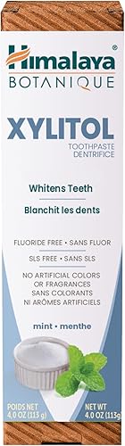 Himalaya Botanique Whitening Pasta dental antiplaca con xilitol para reducción de placa y blanqueamiento suave 4 oz