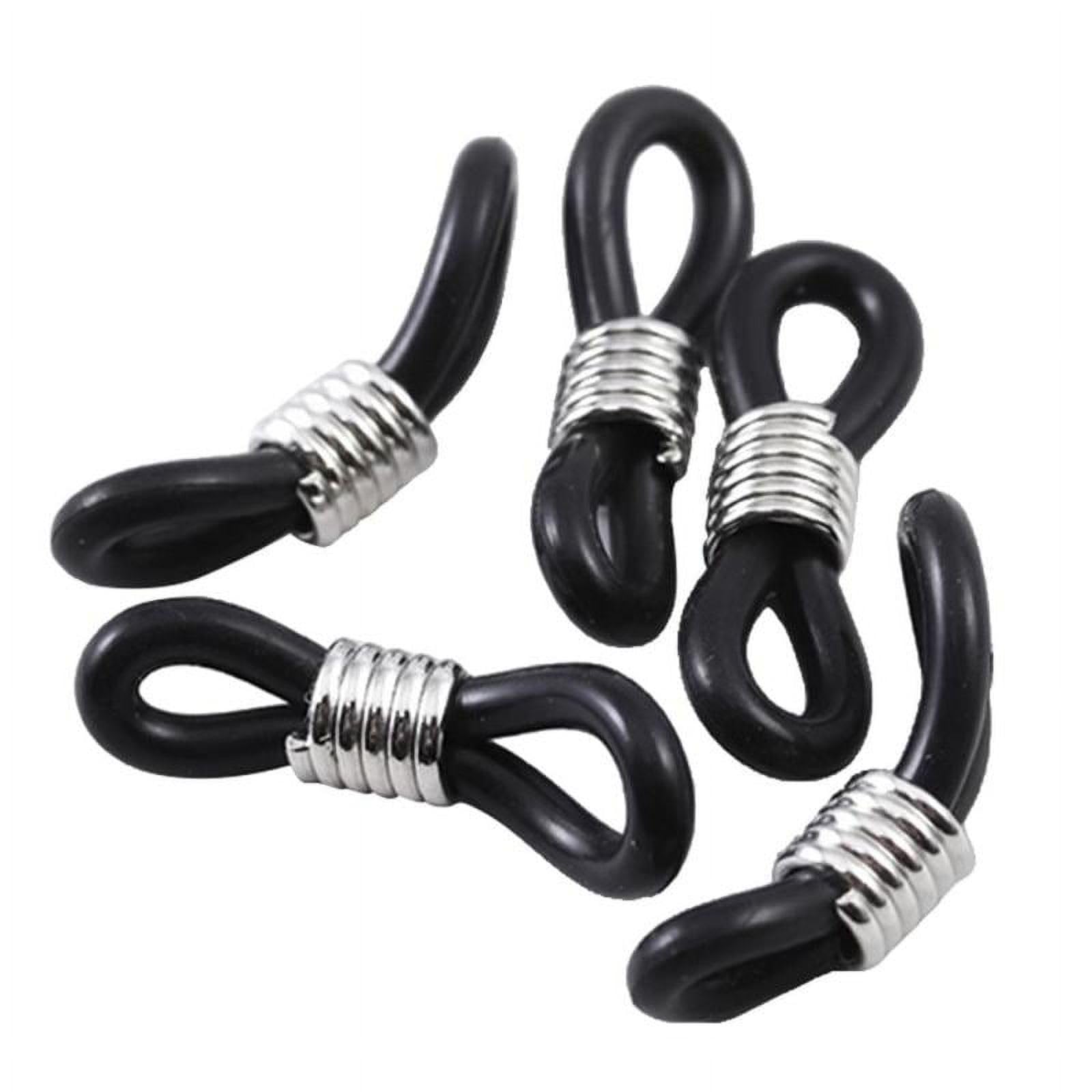 SATRA TRADERSEyeglass Chain Connector, Adjustable Anti Slip Silicone Strap Holder Chain End Loop Large Size for Sunglasses | 100 Pcs | Black-Silver