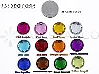 Vista 3 de Joyas de diamantes de imitación acrílicos redondos con parte trasera plana de 0.709 in, adornos de gemas de plástico para cosplay, disfraces