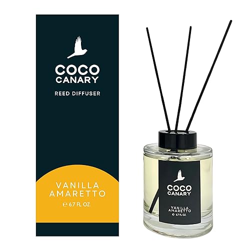 Coco Canary 6.7 oz Reed Diffusers for Home, Vanilla Amaretto Scent, Long-Lasting Warm Scent, Creamy Vanilla & Nutty Amaretto, Coastal Elegance - Vanilla Amaretto