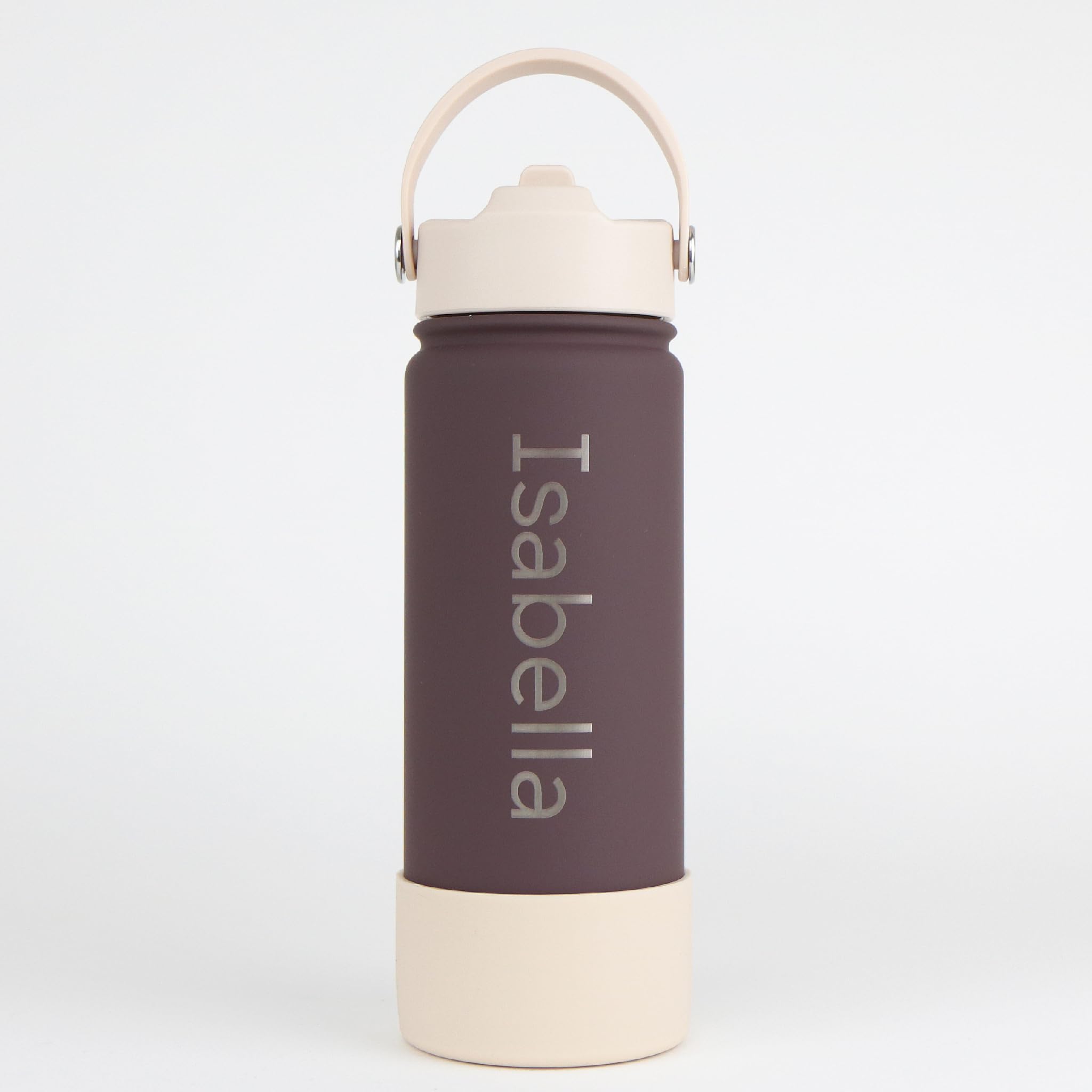cribstar Personalised Water Bottle, Insulated Stainless Steel, Straw Lid, Laser Engraved Name, BPA Free, Leakproof (Chocolate [Vertical Engraving], 18oz/500ml)