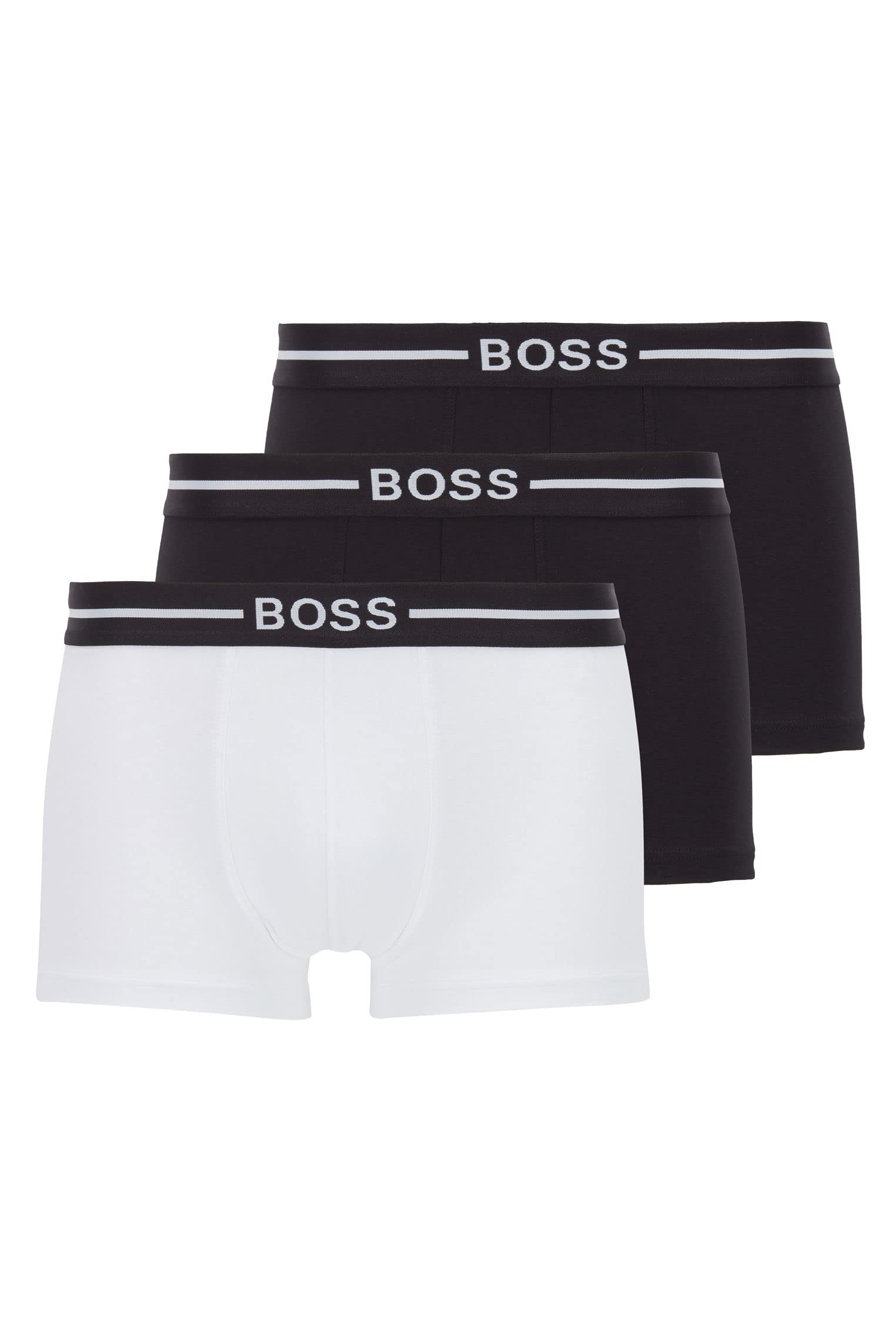 HUGO - Lot de trois boxers courts en modal mélangé avec taille logotée - Noir