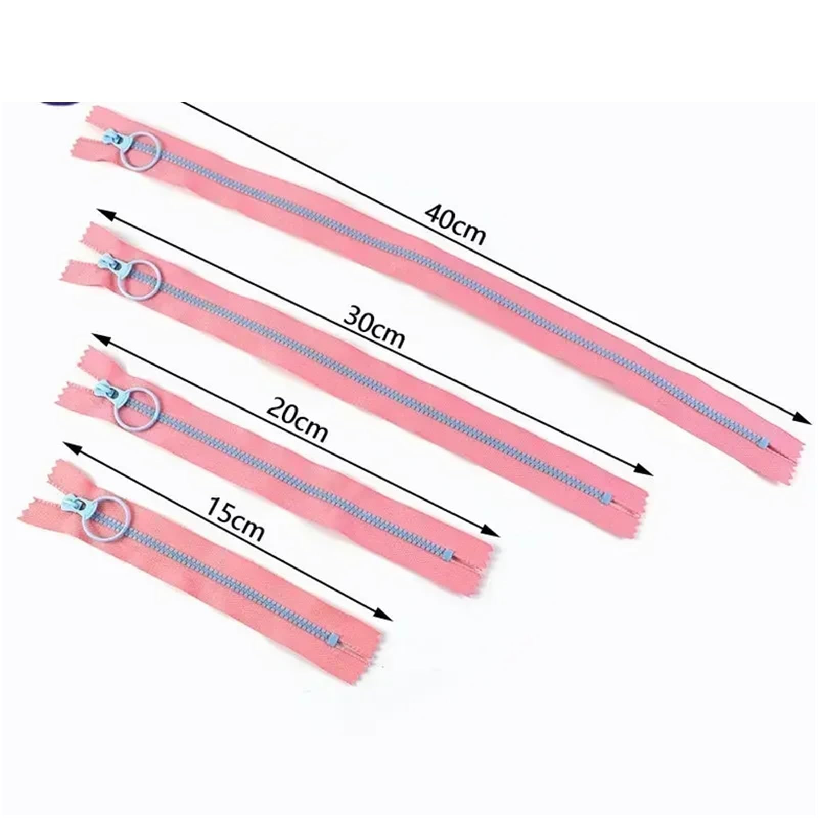 Metall Reißverschluss 10Pcs 15-40cm 3# Resin Zippers Ring Zip Slider ClosedEnd Zipper for Bags Wallet Purse Decor Zips Repair Clothes Sewing Accessory(Pink,20cm)