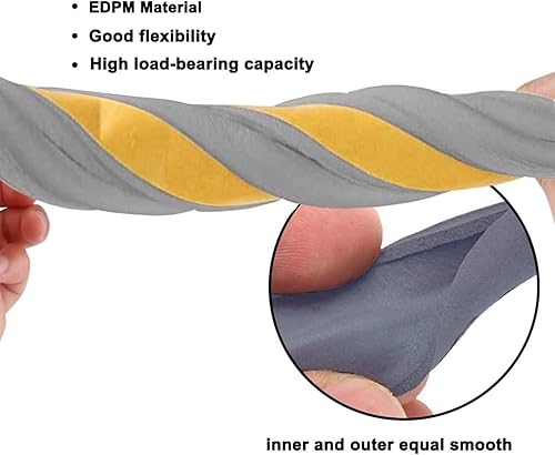 Miniatura 5 de Cinta de sellado de burlete para puertas, marco de ventanas, cinta de sellado de espuma autoadhesiva tipo D, 32.8 pies, aislamiento de goma