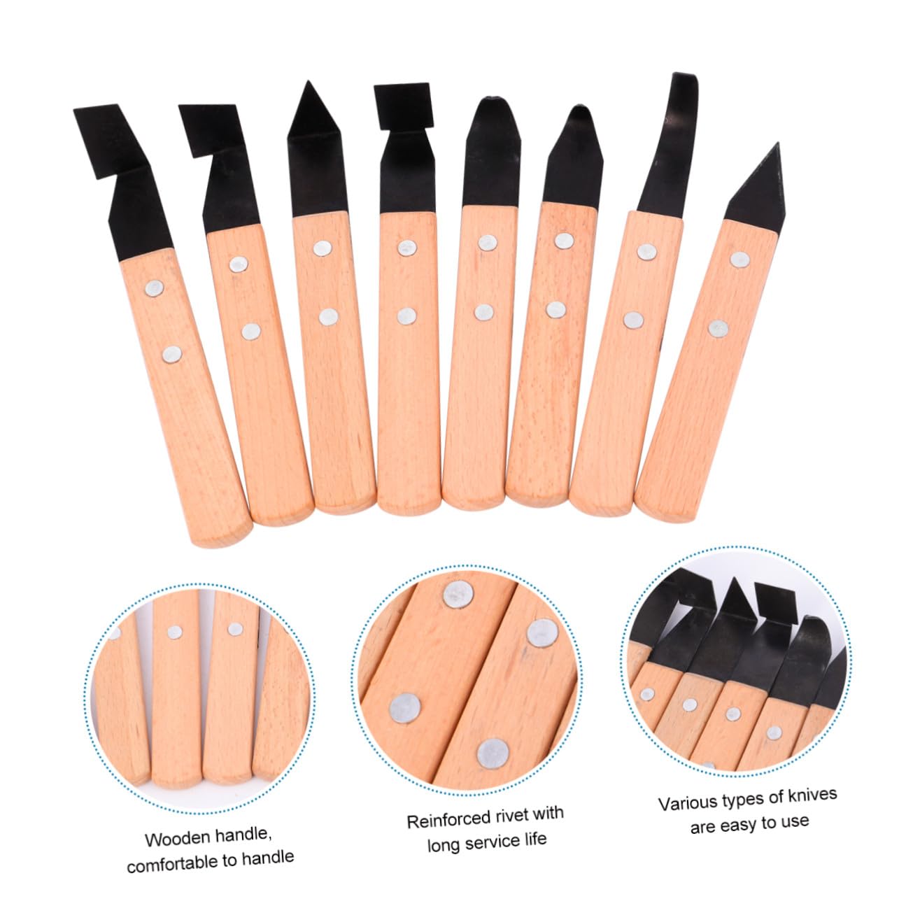 Gatuida Juego de 8 Cuchillos para Esculpir Arcilla Mango de Madera y Acero Inoxidable, Herramientas Manuales para Modelado y Reparación en Cerámica Color Aleatorio