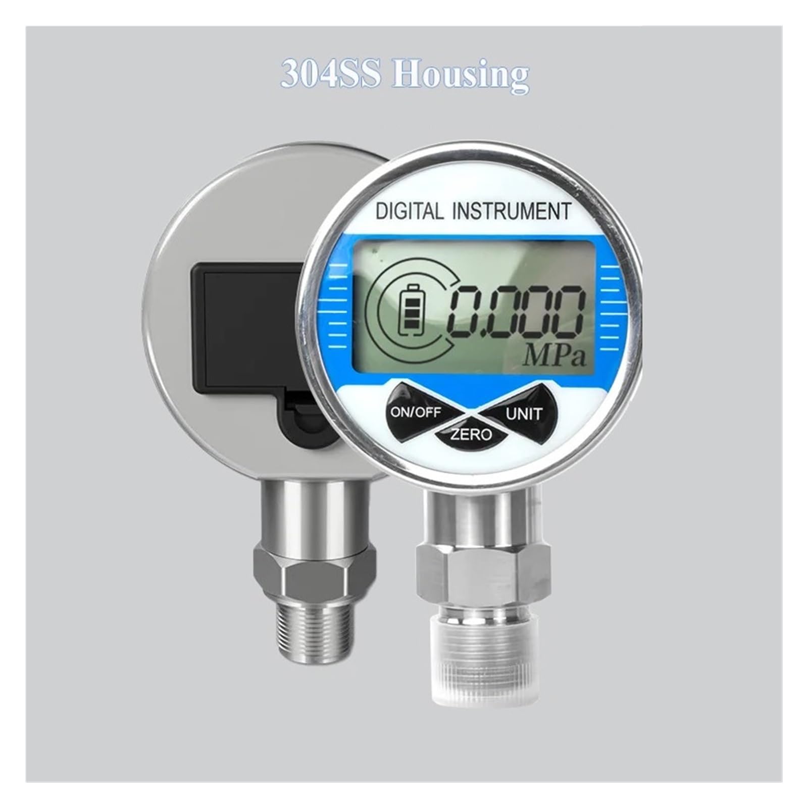 LCD-Digitalmanometer, 0–600 bar, mechanisches Manometer G1/2, digitales Manometer for Luft/Öl/Wasser-Messwerkzeug(0-100KPa,Npt1-2 Radial)