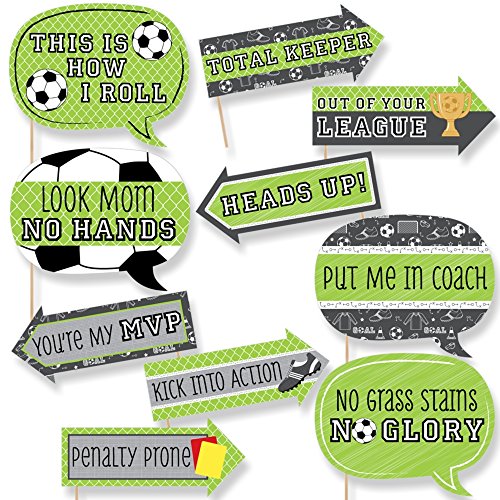 Image of Big Dot of Happiness Funny Goaaal - Soccer - Baby Shower or Birthday Party Photo Booth Props Kit - 10 Piece