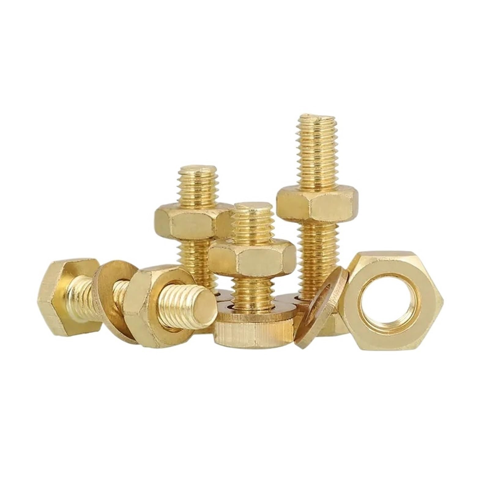 M3 M4 M5 M6 M8 M10 M12 M16 Außensechskantschrauben Kupfer mit Vollgewinde und Muttern, Unterlegscheiben-Set(M10x80mm 2sets)