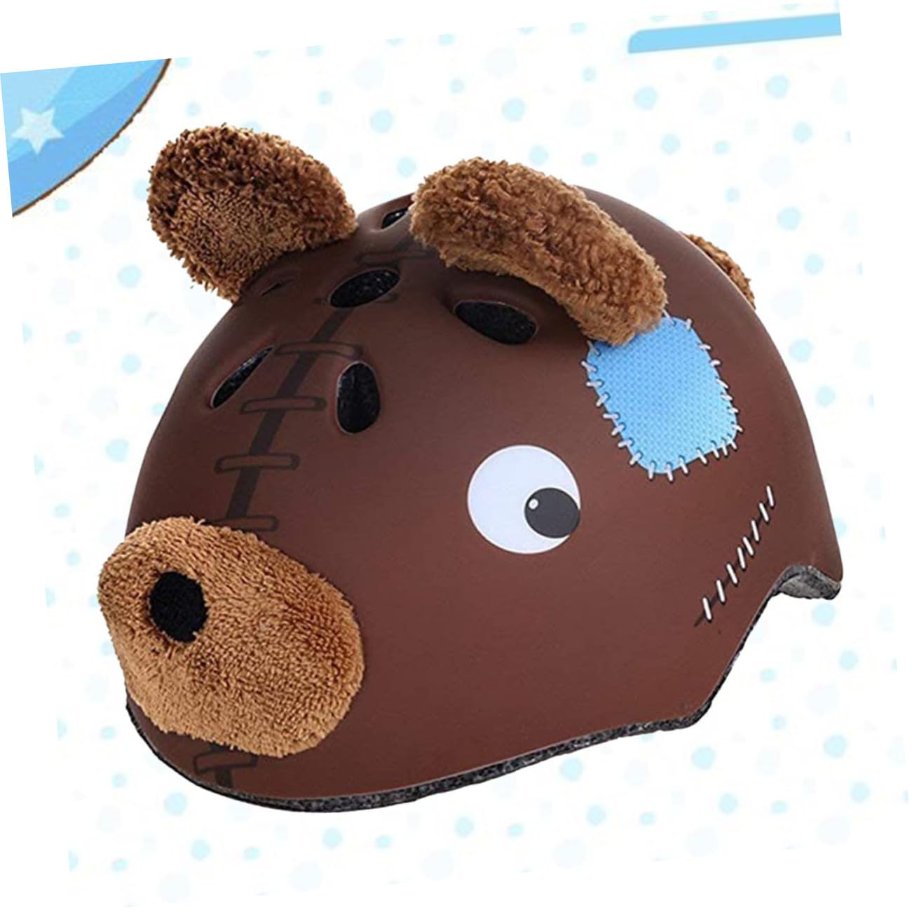 Casco Protettivo per Ragazzi, Design Orso, Materiale Espanso, Marrone