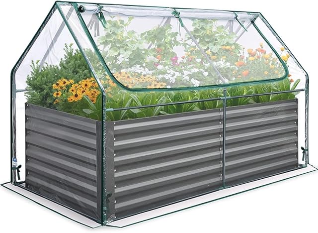 Quictent Quictent Hochbeet mit Abdeckung, Pflanzkasten-Set für den Außenbereich,Gewächshaus mit 2 große Fenster mit Reißverschluss, 180 x 9 — Hochbeete