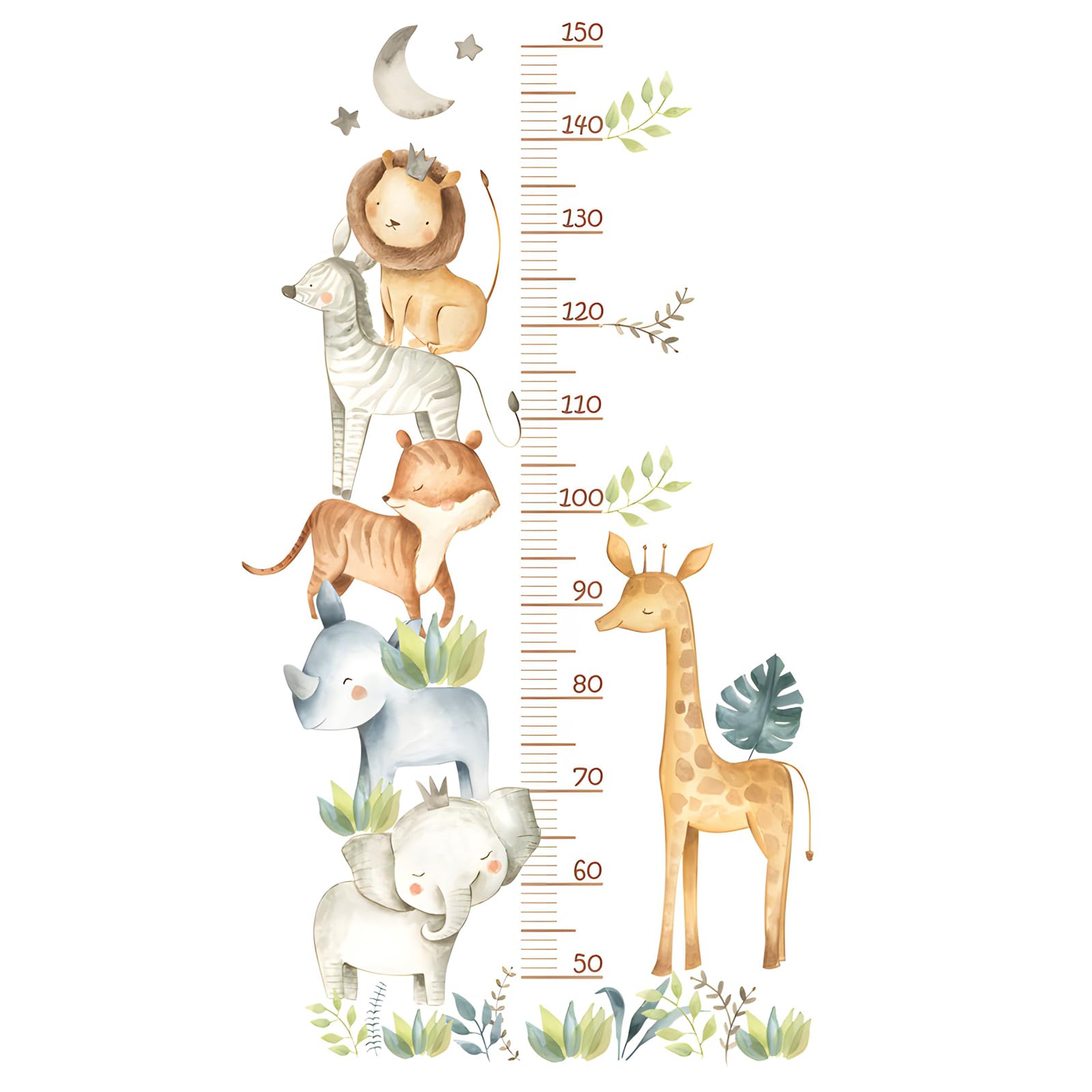 Toise de mesure pour enfants - Sticker mural pour chambre d'enfant - Motif animaux de la forêt - Cadeau de croissance pour garçons et filles - Échelle de 50 à 150 cm (animaux de la jungle)