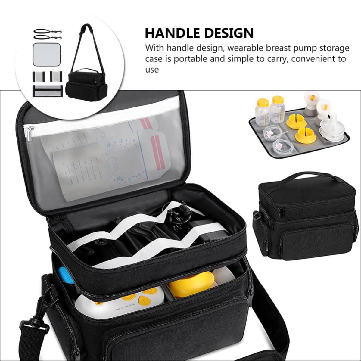 ULTECHNOVO Estuche Portátil para Extractor de Leche Asa, Negro, Poliéster