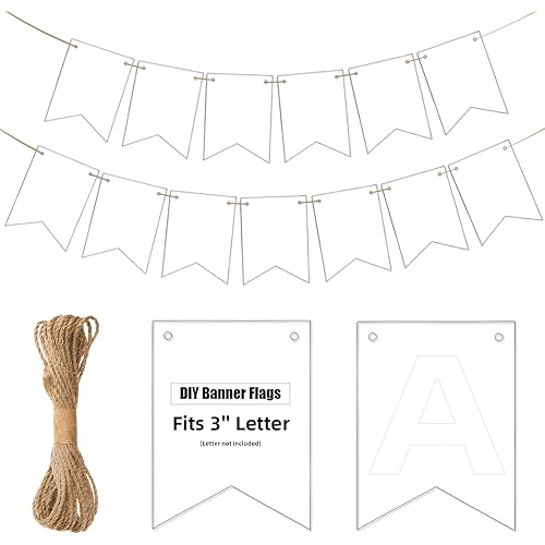 MixTeach 120 pcs Paper Banner Flags Cutouts White Swallowtail Banners Cut-Outs DIY Blank Paper Banner Die Cuts with String for School Classroom Birthday Wedding Celebration Party Supplies, 3.74 x 5 in