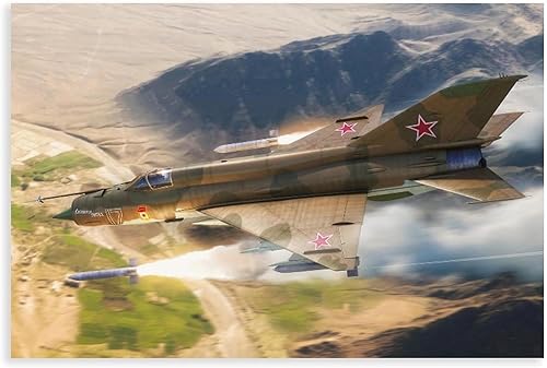 RIUFIN Póster vintage de aviones militares de la Segunda Guerra Mundial MIG-21 de 24 pulgadas de largo x 16 pulgadas de ancho, imagen para