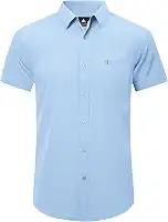 Camisa social masculina casual de manga curta com botão e bolso