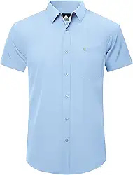 Camisa social masculina casual de manga curta com botão e bolso