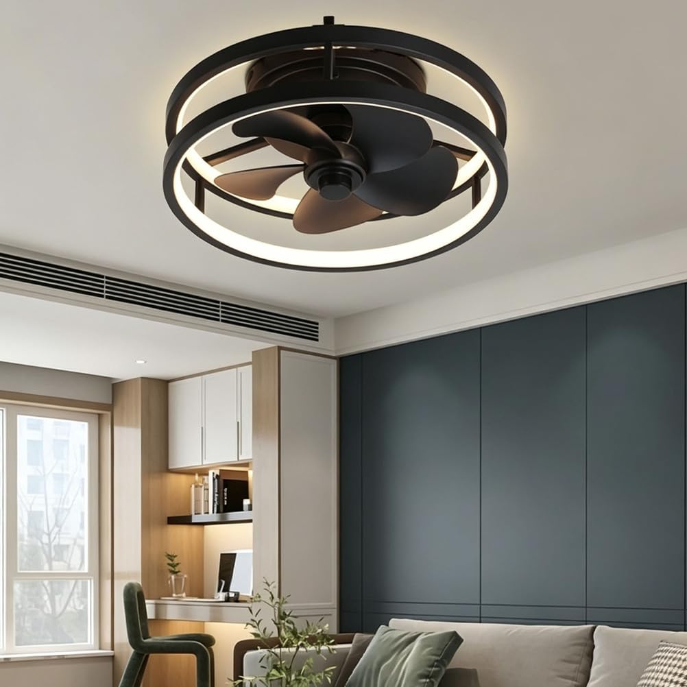Piptyllite Quiet 6-Speed Ceiling Fan Light, Powerful Airflow for Bedroom, Living & Dining Room