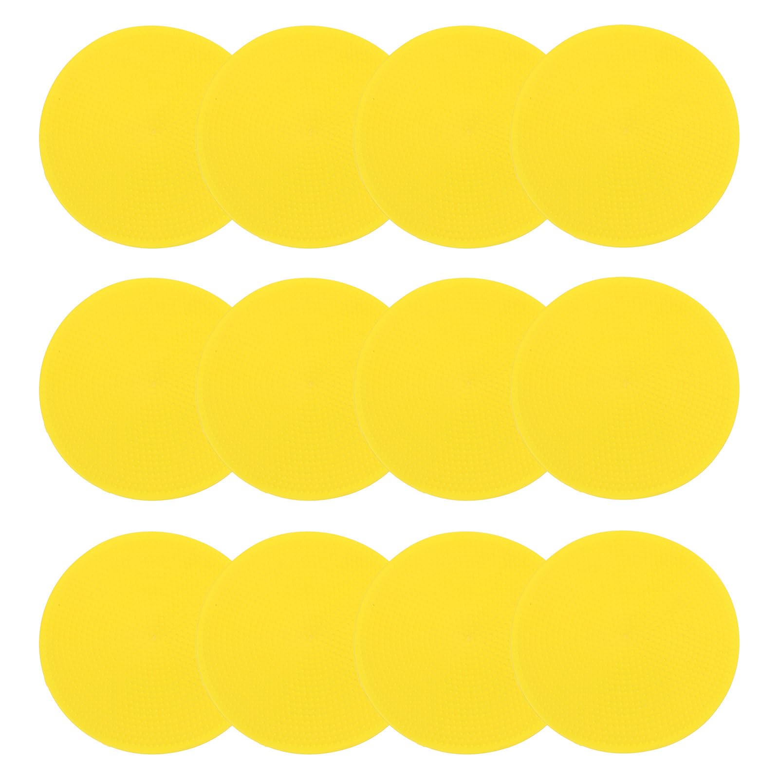 PATIKIL 9 Inch Poly Spot Markers, 12Pcs Non Slip Rubber Floor Dots with Storage Bag Flat Agility Cones for Sports Training Basketball Football, Yellow