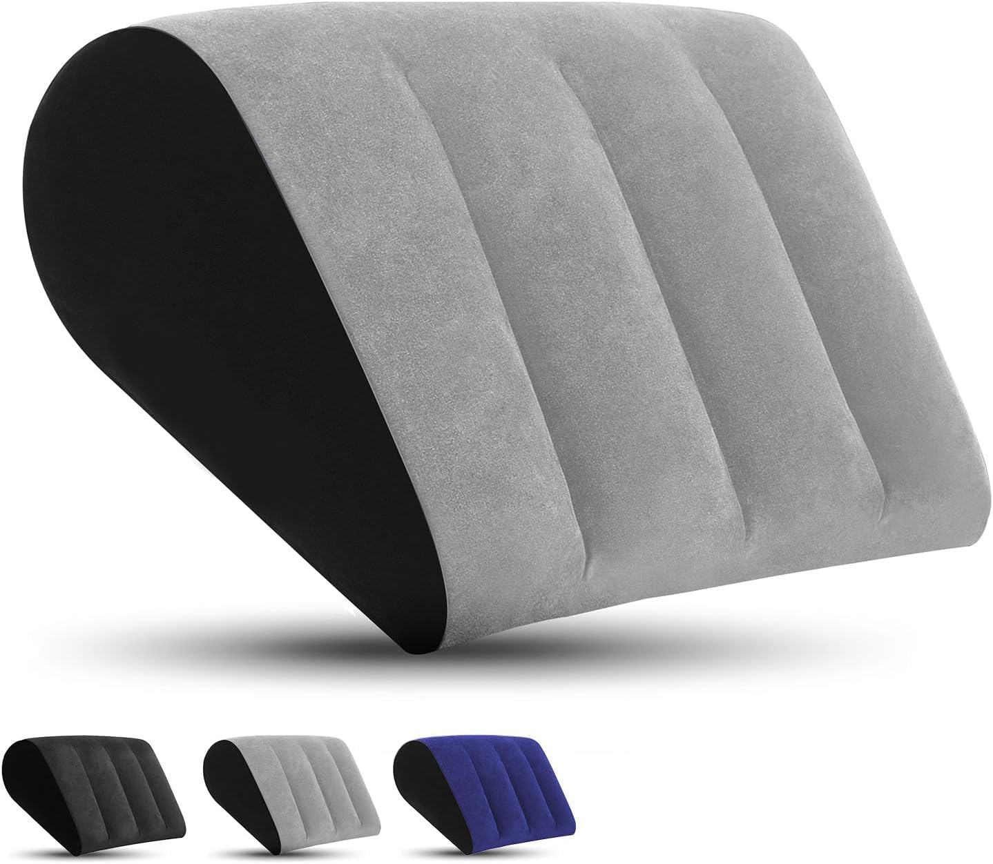 Inflatable Wedge Pillow for Sleeping - Portable Wedge Bed Wedge for Backrest Sleeping Body Positioners, Leg Elevation, Knee Support Acid Reflux,Snoring,Camping,Complimentary silk eye mask (Grey) — image 1