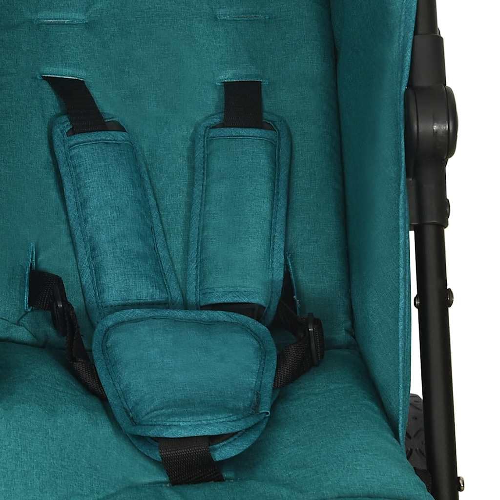vidaXL Passeggino Gemellare Verde in Acciaio
