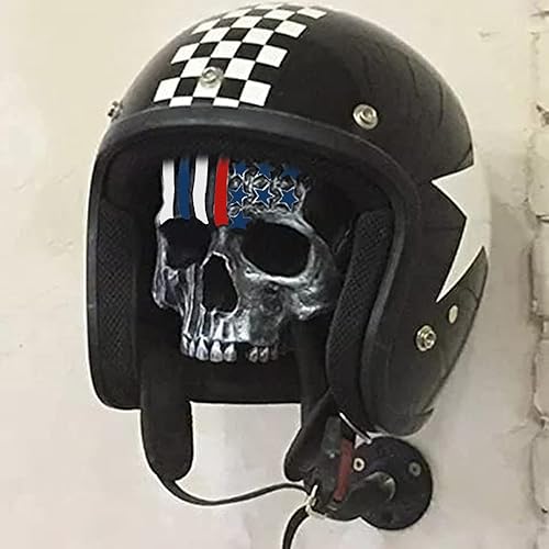 Miniatura 3 de Soporte para casco de motocicleta, soporte para casco con forma de calavera con soporte de casco de pared Netbag, accesorios para colgar para