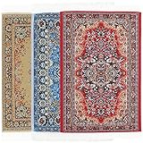LOGOFUN 3Pcs Dollhouse Miniature Carpet Retro Floor Mat Mini Vintage Woven Rugs Tiny House Accessory
