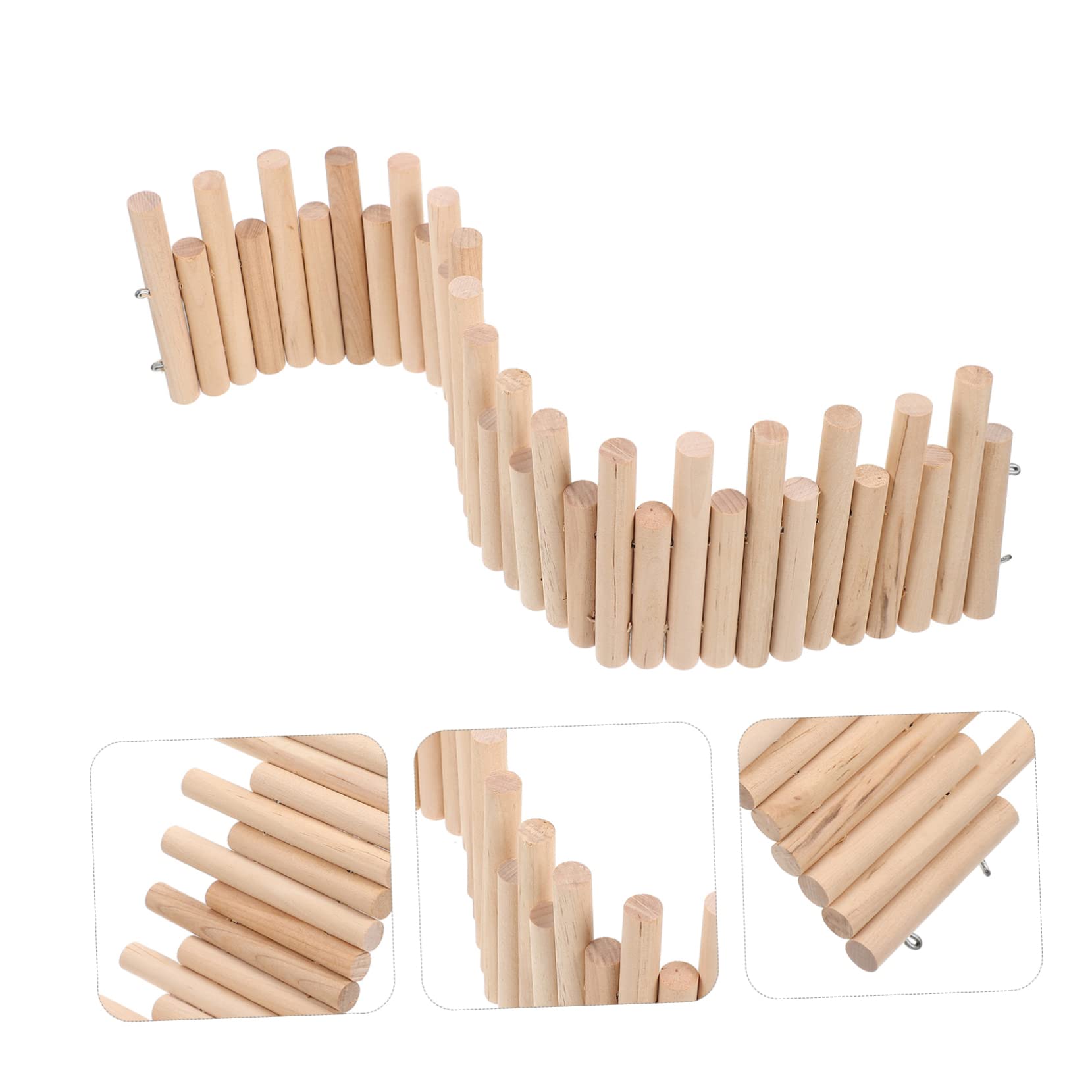 Hohopeti Wooden Hamster Ladder Toy with Fence Indoor Hedgehog Cage Ornament for Hamsters Gerbils and Rats Natural Climbing Bridge and Activity Accessory for Small Pets - Image 2