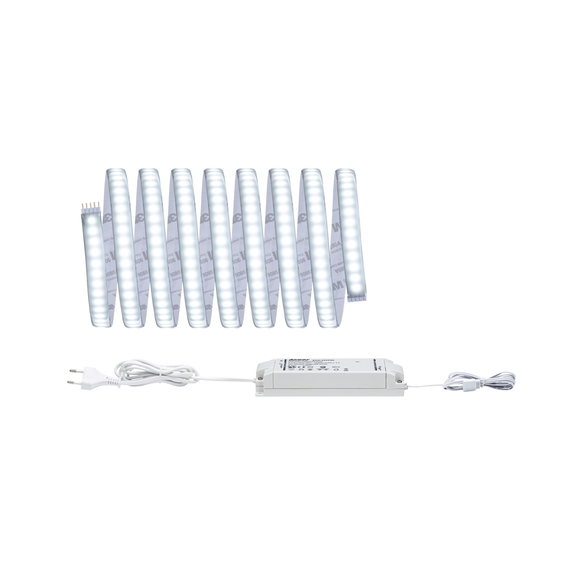 Paulmann 70669 Juego básico strip LED MaxLED 1000 3 m 6500 K blanco diurno strip LED con recubrimiento 34 W tira de luz 3300 lm 432 LED 230/24 V 60 VA