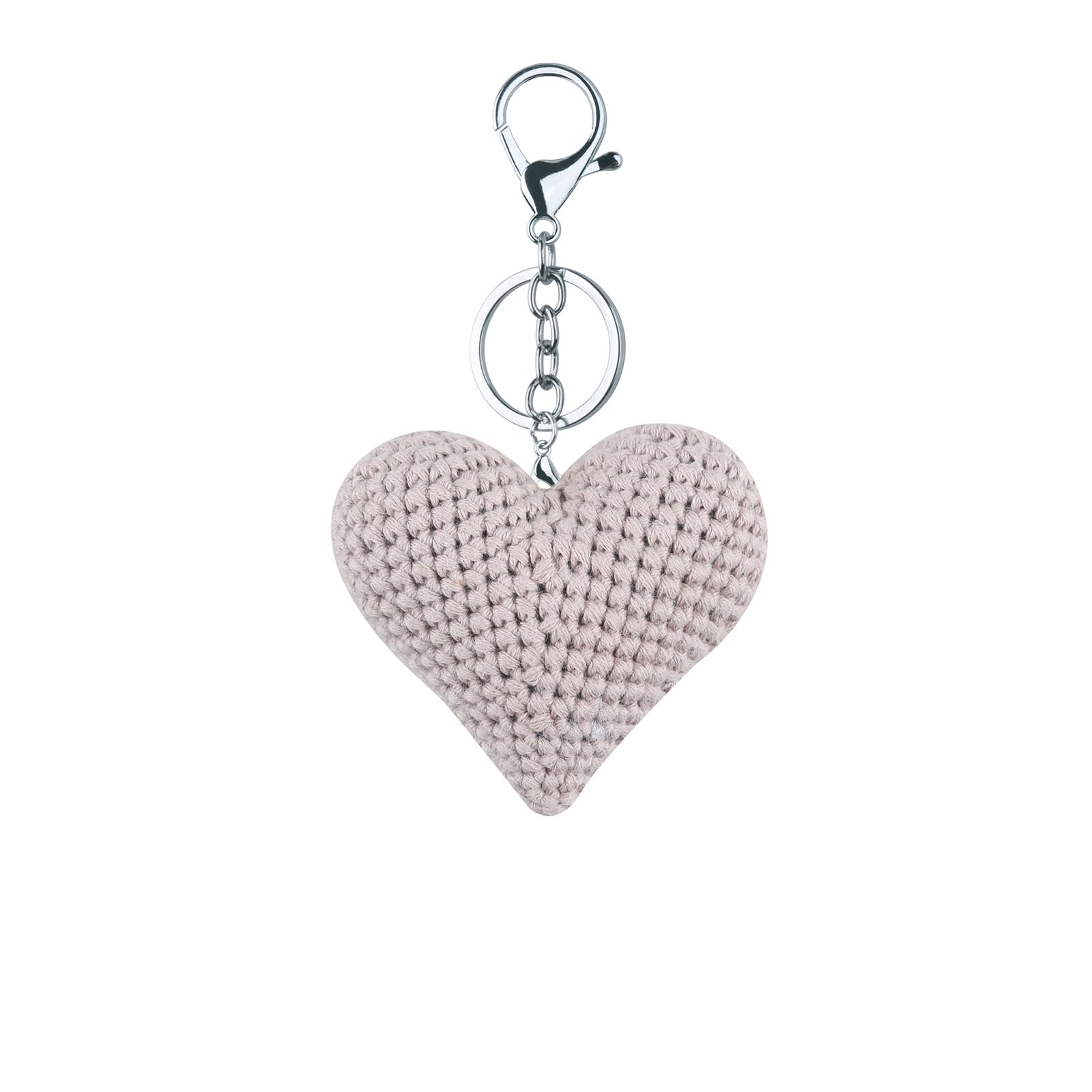 Handmade Knitted Star Keychain Keyring Crocheted Heart Pendants Car Key Rings Handbag Charm Women Girls