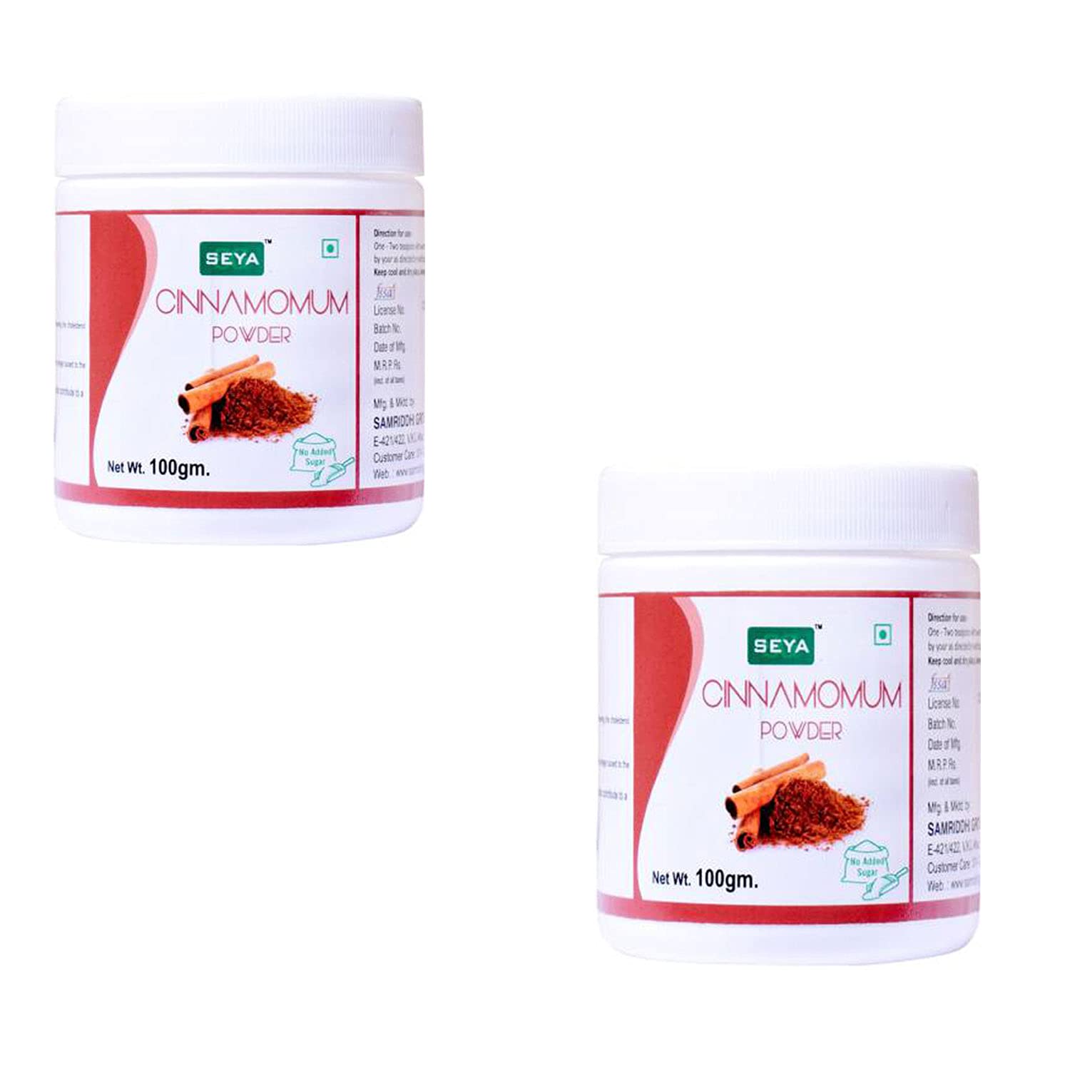 SEYA Cinnamon Powder (Dalchini/Dalcheeni), 100gm (Pack of 2) / No Added Sugar/Perfect for Tea, Cooking and Baking/Weight Management