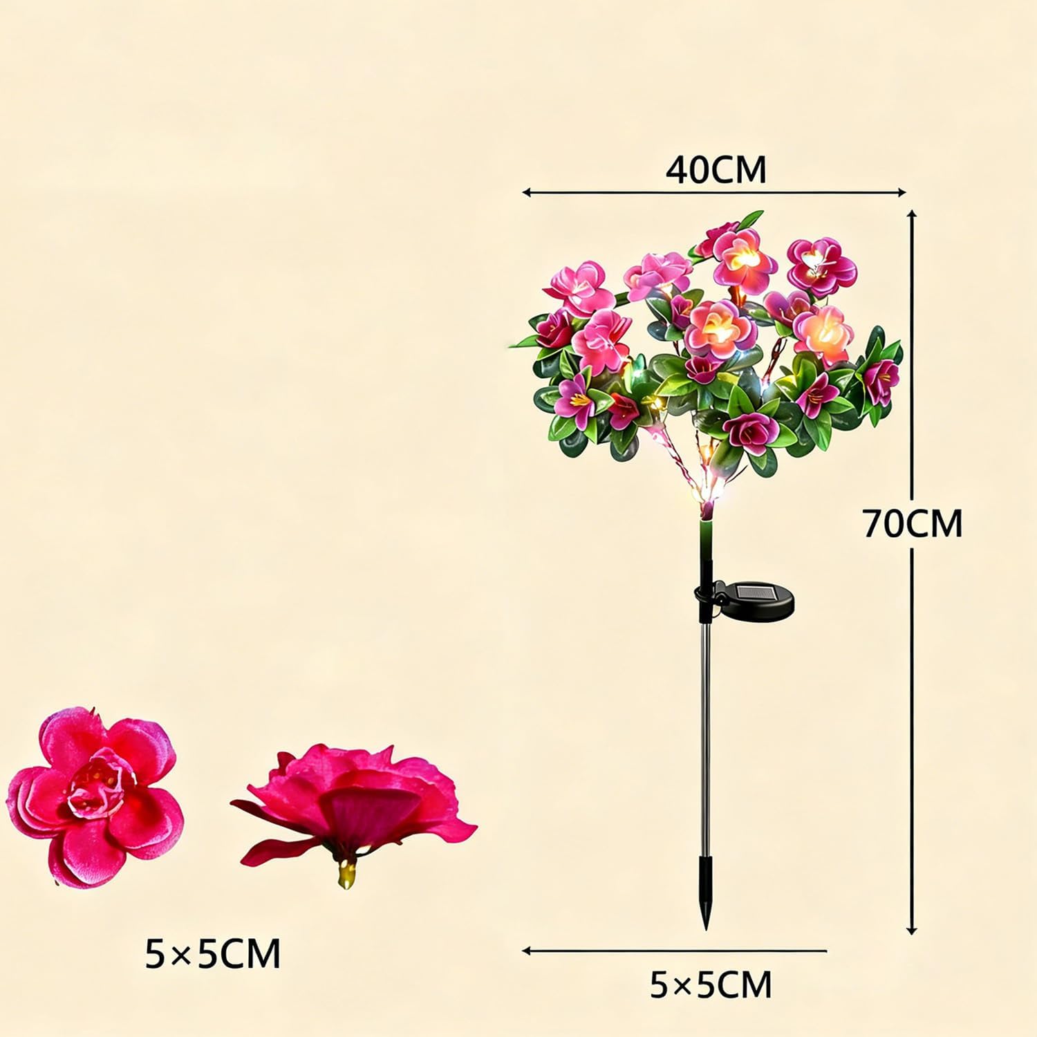 Solar Flowers Outdoor Waterproof, Led Stake Design,Solar Flower Lights for Yard Patio Pathway Lawn Fence Cemetery (4pcs)