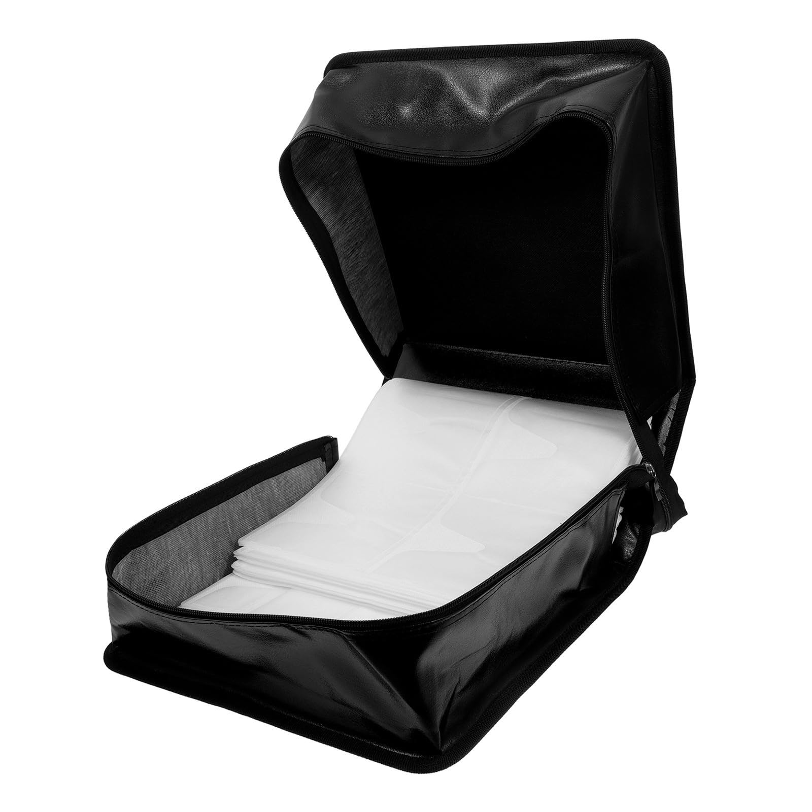 Estuche de Almacenamiento para CD con Capacidad para 500 Discos, Cuero Sintético Pu, Asa Portátil, Protección de Discos Adecuado para Viajes y Coche Color Negro