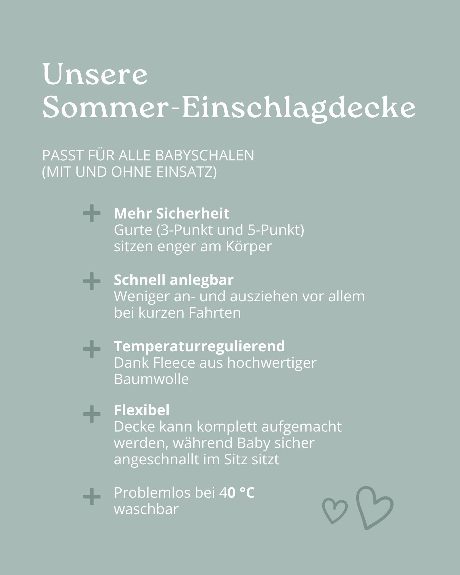 ULLENBOOM Einschlagdecke Babyschale Sommer Oeko-TEX Made in EU Leichte Babydecke für Kindersitz Kinderwagen Buggy 0-9 Monate 0,5 TOG