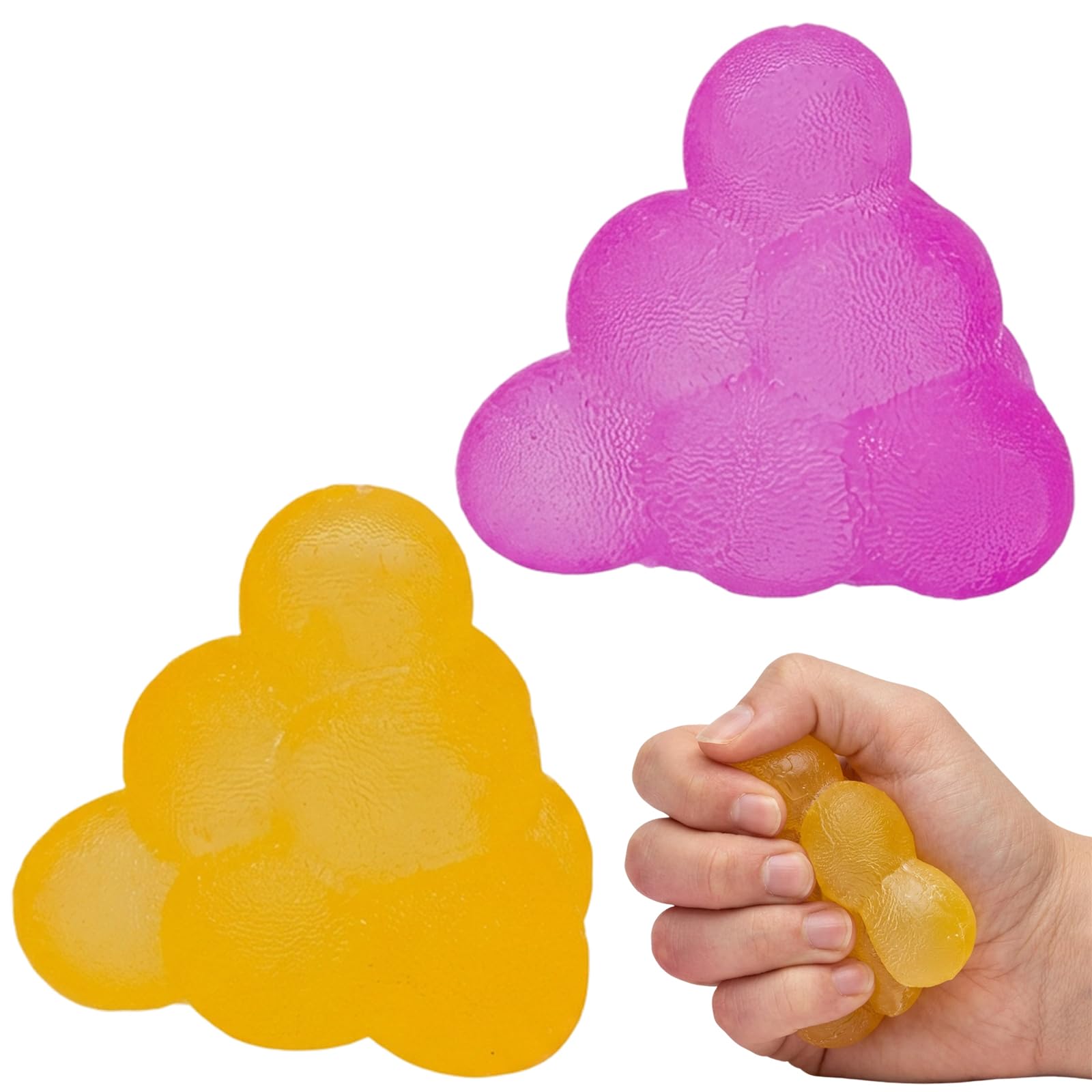 2pcs Squishy Cube Fidget, Wax Cracking Stress Cube Squishy, Square Squishy Cube Sensory Fidget, Stress Relief Toy with Satisfying Squishies, Frosted Triangle Cube Purple and Orange