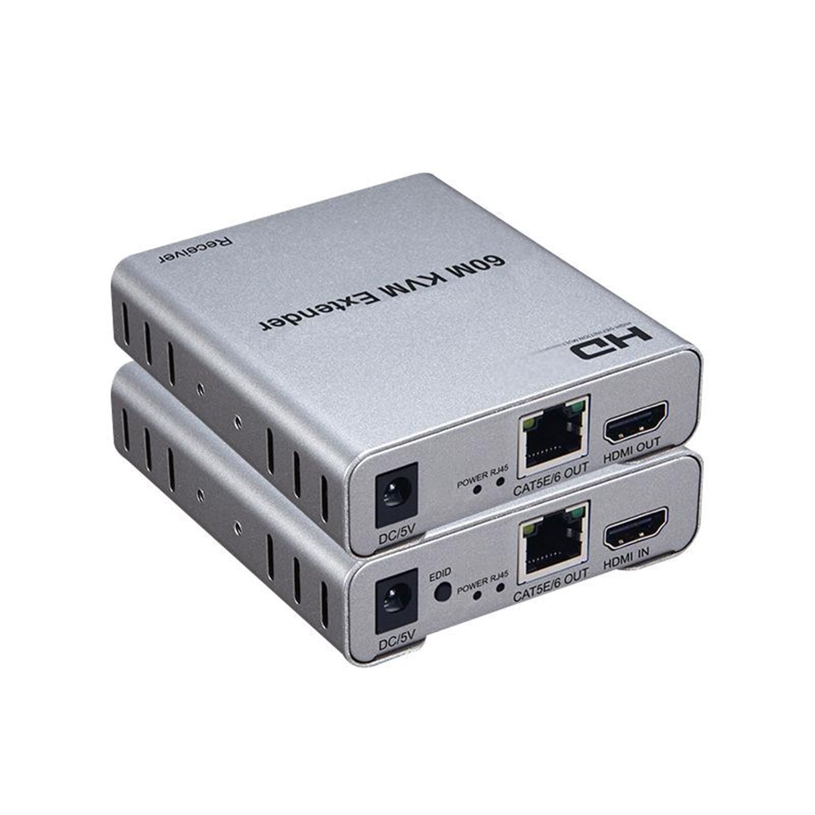 Extensor KVM HDMI de 60 m con receptor emisor sobre cable Ethernet CAT6 para control de ratón 7