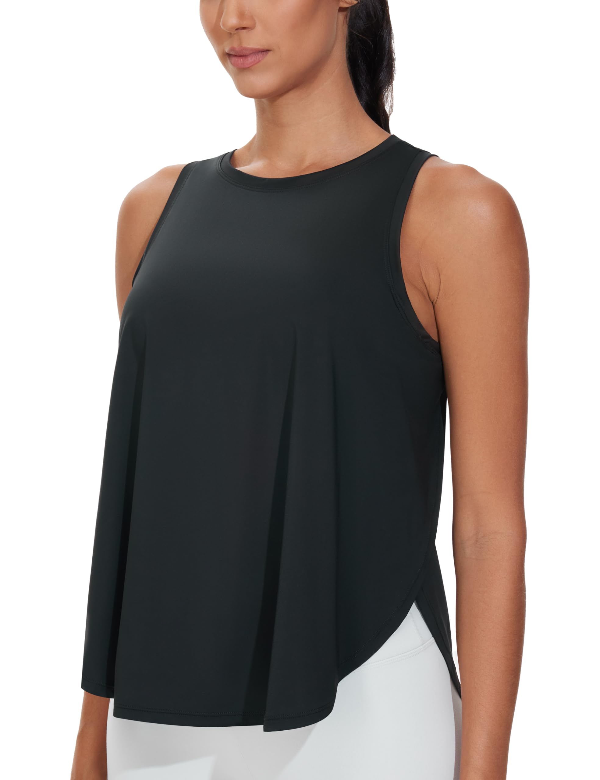 THE GYM PEOPLE Womens Racerback Workout Tank Tops Split Side Loose Fit Sleeveless Yoga Running Shirts with Curved Hem