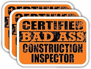 (x3) Certified Bad Ass Construction Inspector Magnets | Cool Funny Occupation Job Career Gift Idea | Magnet Decal for Fridges, Toolboxes, Lockers, Helmets, Hard Hats